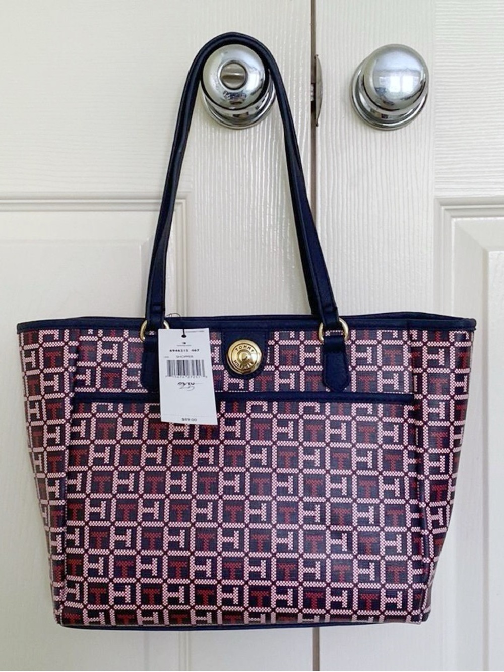 NWT Tommy Hilfiger Monogram Tote Bag - lots of pockets & compartments